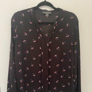 Primark black floral long-sleeved blouse